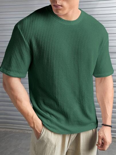 Image of Imsa Moda Mens Solid Dotted Unique Design Oversized Tshirt for Men - Round Neck Loose Fit Drop Shoulder Mens T-Shirt