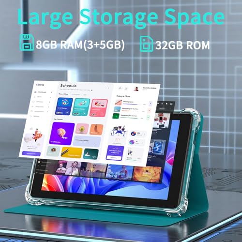 Image of ATOZEE 7 Inch Android Tablet with Case, Android OS Tablet PC, 32GB ROM+ 8GB RAM Tabletsa Quad-Core Processor Android Tableta pc Dual Camera,5G WiFi 6, BT Computer Tabletas,mini Tablets (Navy Blue)