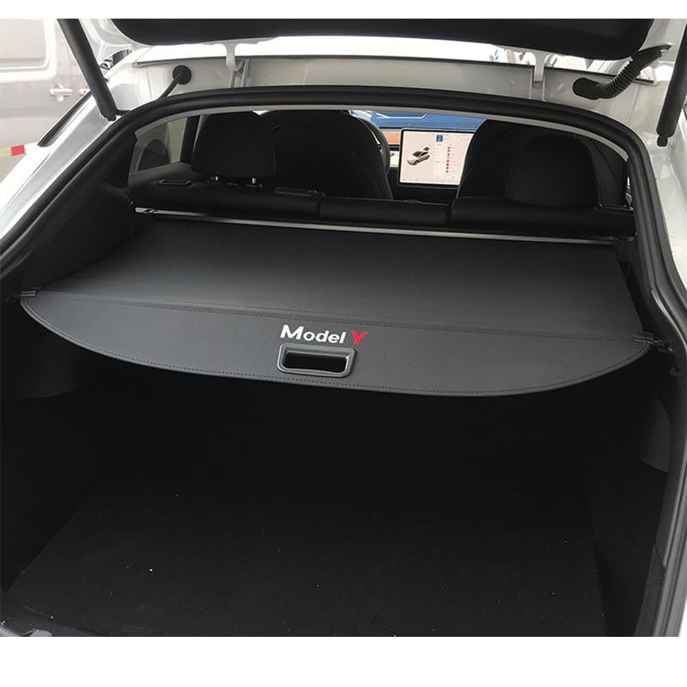 QWEERASS Rear Trunk Parcel Shelf, for Tesla Model Y 2020-2024 Car Trunk Cargo Cover Retractable Security Shield Shade Privacy Curtain