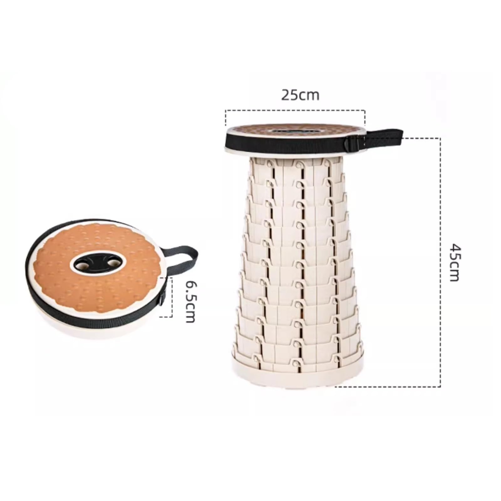 2er-Pack zusammenklappbarer Hocker, kompakter Klappstuhl, einziehbarer Campinghocker, höhenverstellbar, leicht, for Outdoor-Angeln, Wandern, Gartenarbeit (Size : 2 Pieces)
