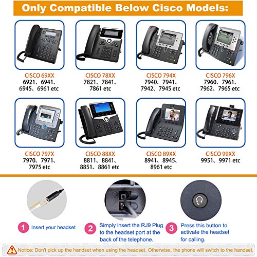 Voicejoy Smartphone Headset With 3.5Mm Jack To Rj9/Rj10 Plug Only For Plantronics M22 Amplifier And Cisco 7940G 7941G 7942G 7945G,Etc Office Ip Phones #TOP4