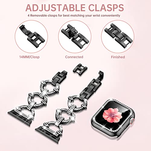 Image of Mesime Bling Jewelry Band Compatible with Apple Watch Bands for Women | Metal Band 46mm 45mm 44mm 42mm 41mm 40mm 38mm,Dressy Strap for iWatch Series 11 10 9 8 7 6 5 4 SE 3 2 1,Adjust without tools