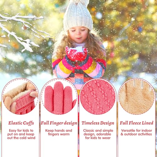 Century Star Kids' Winter Warm Knitted Gloves for Boys & Girls - Thermal Fleece Lined Mittens4
