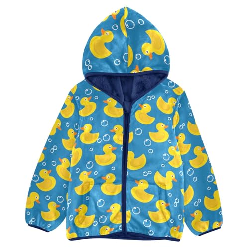 Boys' Fleece Hoody Jacket Zip Up Coat Warm Fall Winter Plush Jacket Yellow Rubber Duck Long Sleeve Outerwear