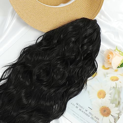 FINE PLUS Ponytail Extension Claw 18inch Clip in Ponytail Hair Extensions for Women Synthetic Curly Wavy Clip in Pony Tail Hair Extensions for Daily Party Use Natural Black Color - Image 2
