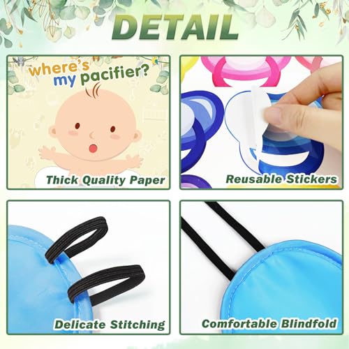 Kopokita Pin The Pacifier On The Baby Game With 48 Pcs Pacifier Stickers Games Poster For Baby Shower Party Kids Birthday Party Supplies 21'' X 28'' thumb #3