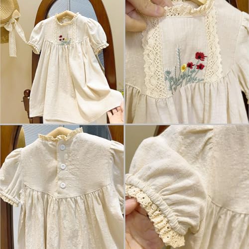 Simplee kids Baby Girl Dress Toddler Casual Dresses Summer Solid Color Floral Girl Clothes4