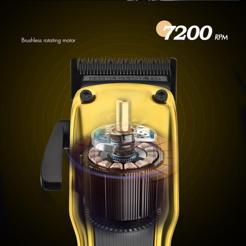 Image of WMARK NG-2053A Premium Metal Body Hair Clipper 10000H+ Brushless motor (BLDC) DLC coating Blade 5Cr15 Stainless Steel DLC fade blade 7200RPM motor 2500 mAh battery adjustable Taper 8 Guide comb, BLACK