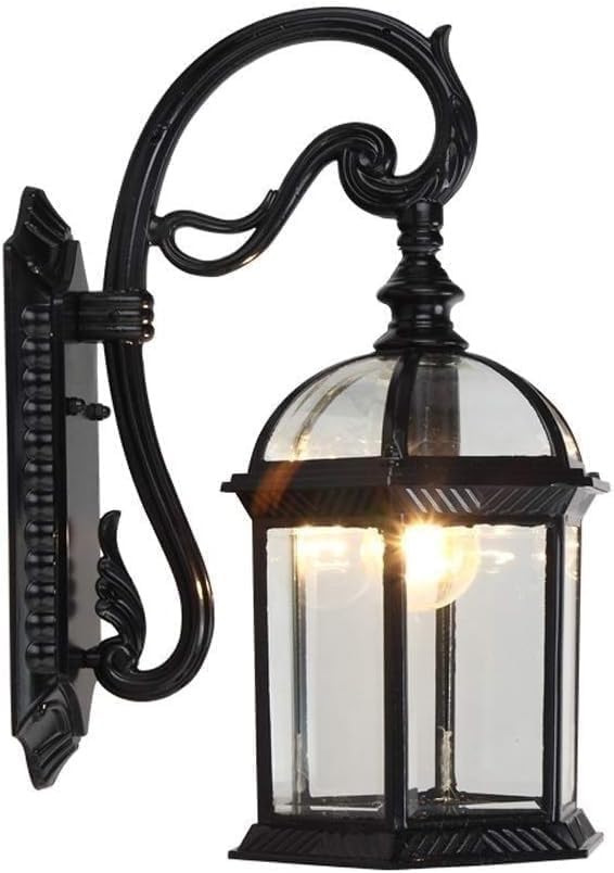 Lanterne extérieure industrielle étanche en aluminium noir et verre vintage FANDIAO