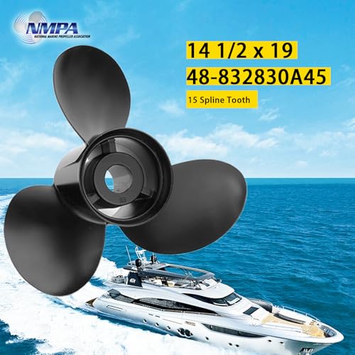 Image of VIF Boat Propeller Compatible with Mercury Mercruiser Alpha One /Bravo One Outboard Motors 135HP 150HP 175HP 200HP 225HP 250HP 300HP, 2&4-Stroke, Aluminum Propellers,15 Spline Tooth, Rh