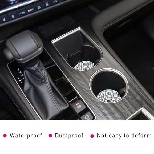 Image of Ziciner 2PCS Bling Car Cup Holder Coaster, 2.73 Inch Anti-Slip Cup Insert Coasters, Crystal Rhinestone Auto Drink Cup Mat, Universal Interior Decor Car Accessories for Women Girls (White)