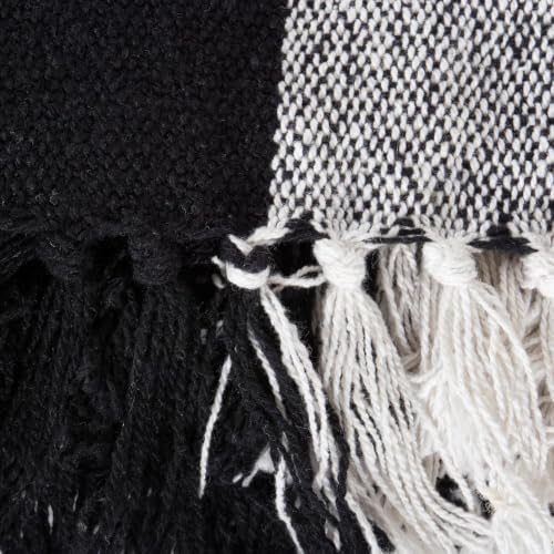 DII Buffalo Check Collection Manta Rustica Estilo Granja con Flecos, 50x60, Negro/Blanco miniatura 2