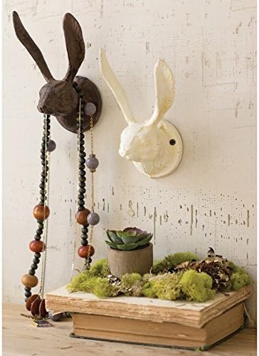 Kalalou CXX2234 KALALOU Rustic Cast Iron Rabbit Wall Hook, One Size, Brown - Image 2