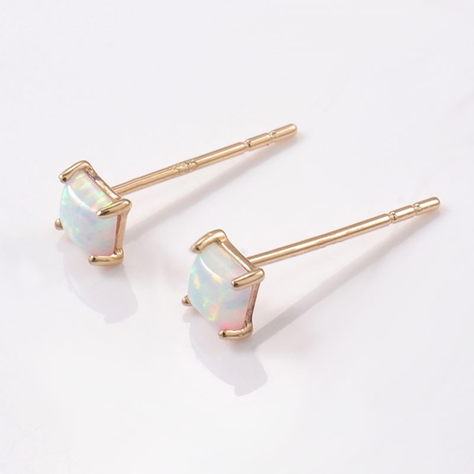 TYKHGFS Ohrringe aus 9-karätigem/14-karätigem/18-karätigem Gold für Damen, einfache hypoallergene Ohrstecker mit Opal-Schmuck