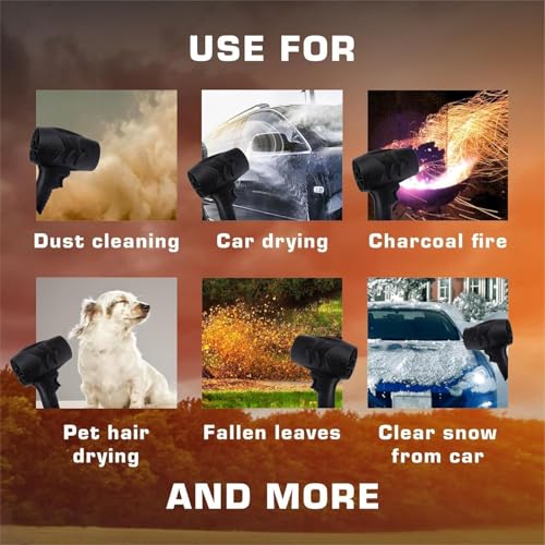 Image of Jet Air Blower Lightweight Portable TurboDry Cordless Car Dryer, Hair Dryer with Adjustable Speeds, Rechargeable Battery, Safety Switch for Fast Drying & Styling(Double battery)