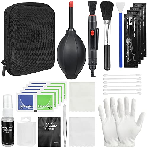 14 In 1 Kit Pulizia Macchina Fotografica, con Tamponi/Panno in Fibra/Liquido di Pulizia/Penna per Lenti/Borsa per Trasporto, per Obiettivi di Fotocamere, Lenti Ottiche e Reflex Digitali