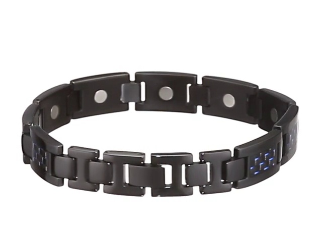 Bracciale Rigido Uomo MANO Jewels in Titanio Oro Rosso Zaffiri Blu