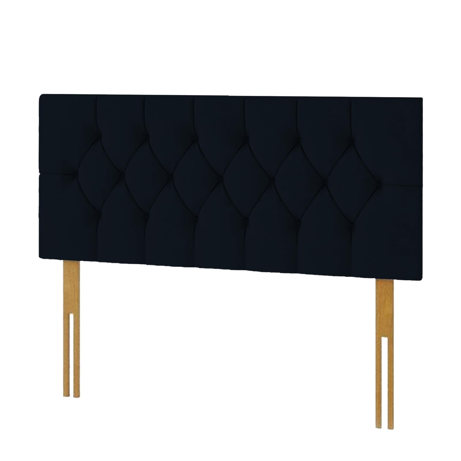 Kiswa collection Chesterfield Headboard | Plush Velvet Upholstered Headboard Matching Buttons Extra Padded Lined Bed Headboard for Bedroom Hotel Furniture (Black Matching Buttons, 5ft King)