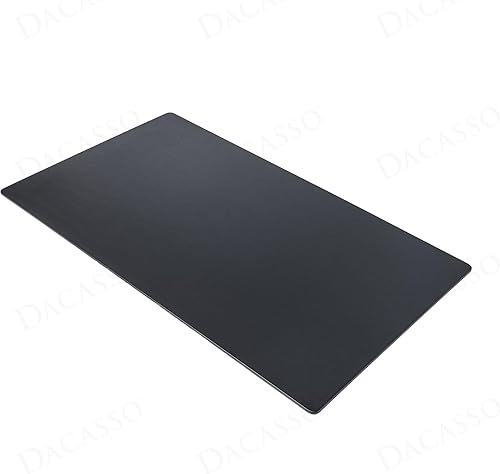 Dacasso Almohadilla de escritorio de cuero sintético negro de 34 x 20 pulgadas, con rieles laterales exteriores para escribir, protector de