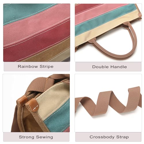 Bolsa Tote de Lona Multicolor para Mujer con Cierre y Gran Capacidad miniatura 5