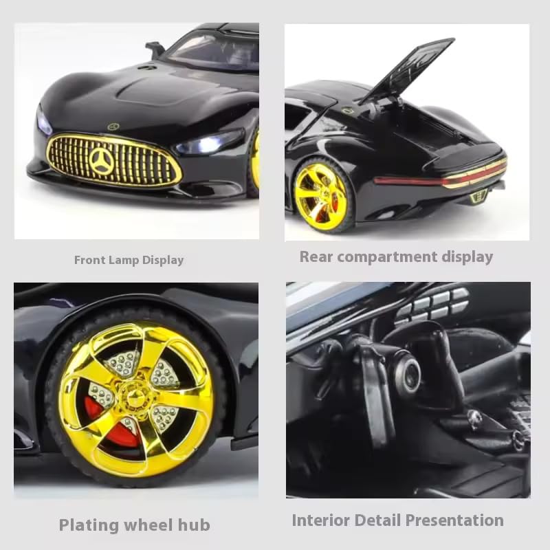 Image of Benz AMG Vision GT Toy Car 1:32 Diecast Metal Model - Pull Back Alloy Car with Openable Doors, Lights & Sound, Premium Collectible Gift for Boys, Men & Cars Lovers (Black)