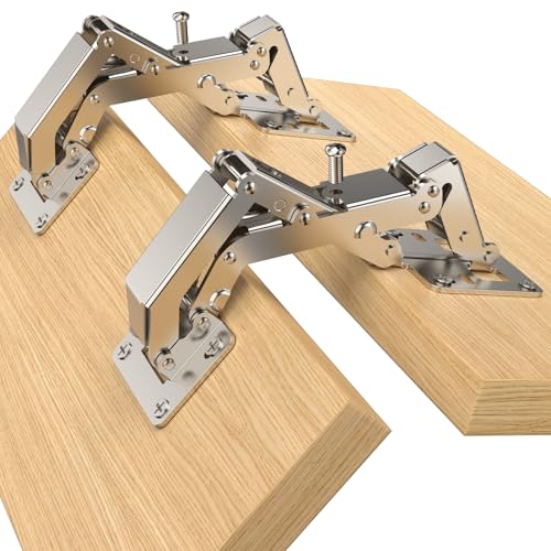 Furniware 4 bisagras de cierre suave de 170 grados para puertas de armarios, sin taladrar, bisagras de armario de cocina con amortiguador, soporte de tapa, bisagras ocultas para armarios, muebles