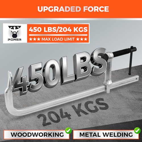 Image of HORUSDY 4-Pack 12-Inch Bar Clamp Set, Light Duty Drop Forged Steel F Clamps, Max 450 lb Load Capacity, Smooth Adjustment Strong Grip for Welding, Woodworking, Metalworking, DIY & Crafts