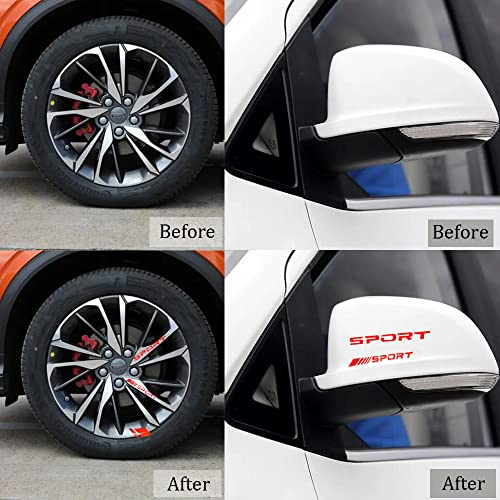 Image of Pincuttee 14pcs Car Decal Stickers,Wheel Rim Decal Sticker,Sport Logo Reflective Stickers,Sport Emblem Car Rear Bumper Sticker,Rear Mirror Decals for All Vehicles(Red,14PCS)