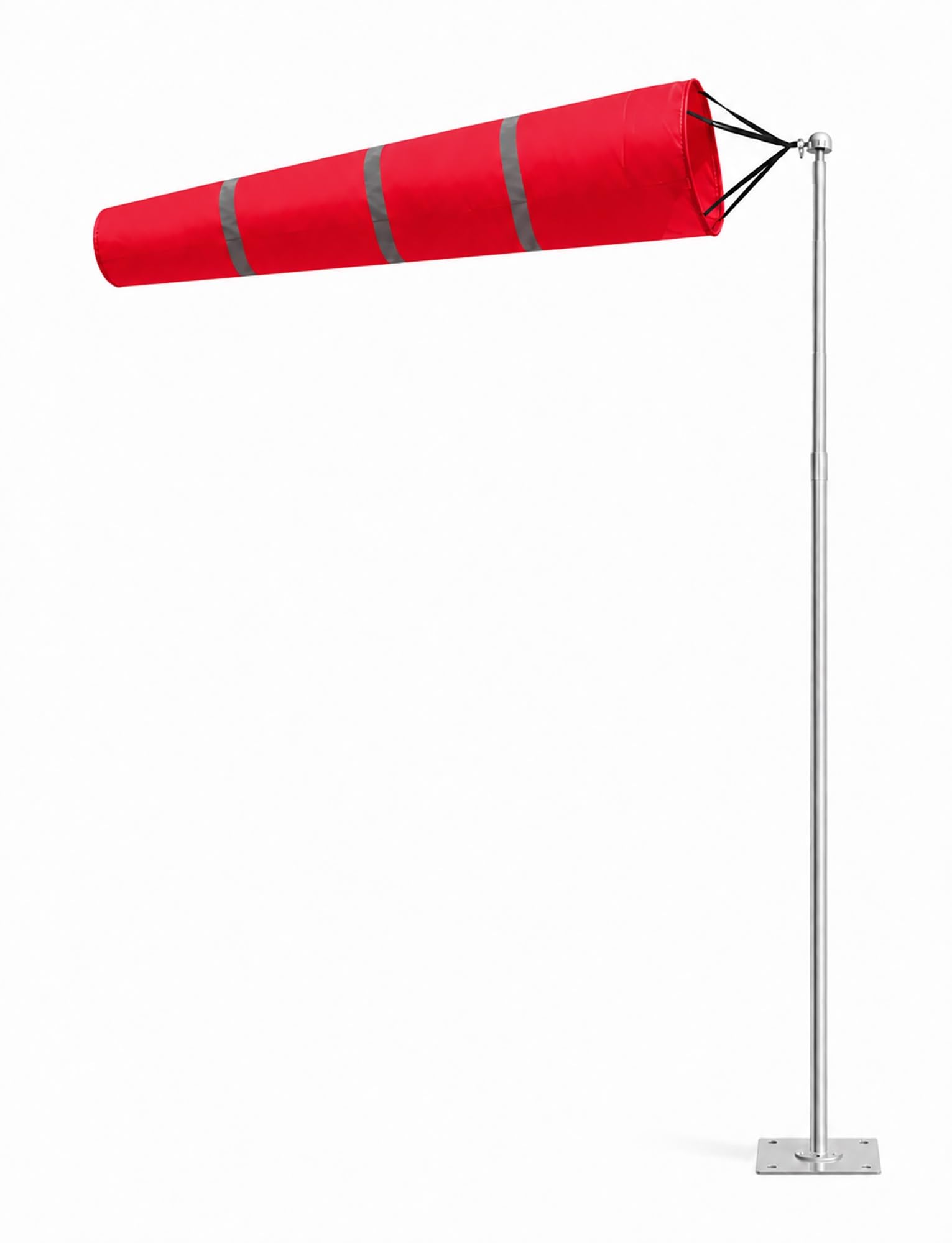 Outdoor Windsack und Stange Set, Reflektierend Gestreift Windrichtungsanzeiger für Wetterbeobachtung, Landwirtschaft, Meteorologie (150cm)