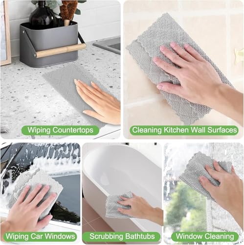 Image of CURATED CART Non Scratch Wire Dish Cloth (Pack of 10) - Steel Scrubber for Utensils Cleaning, Multipurpose Wet and Dry Cleaning, Stainless-Steel Dish Wash Scrubber for Washing Dishes, Counters, Sinks
