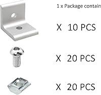 Vista 3 de 10Sets 10 Series Conector de extrusión 1010 Perfil de extrusión de aluminio Soportes de esquina con 10 piezas 1010 Serie 1 Aluminio extruido