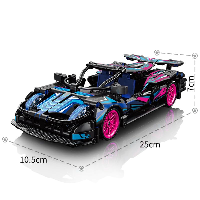 Image of 1:18 DIY Blocks Pull-Back Car - Pink & Black | Big Pull Back Cars | STEM Learning: Learn About Energy Conversion | Educational Toy for Kids 8+