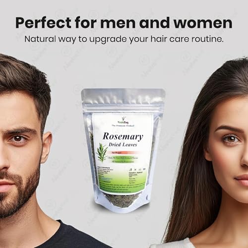 Image of VY VedaYug Rosemary Leaves for Hair Growth, 100g | Food Grade Rosemary Leaves for Seasoning + 1 Mist Spray Bottle for Rosemary Water
