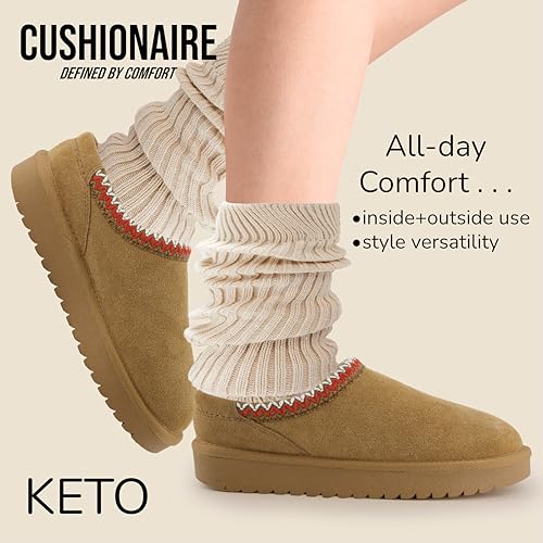 CUSHIONAIRE Keto Womens Slippers Slip-On Suede Mule Slipper - Cozy & Stylish, Memory Foam & Faux Fur Lining, Wide Widths Available2