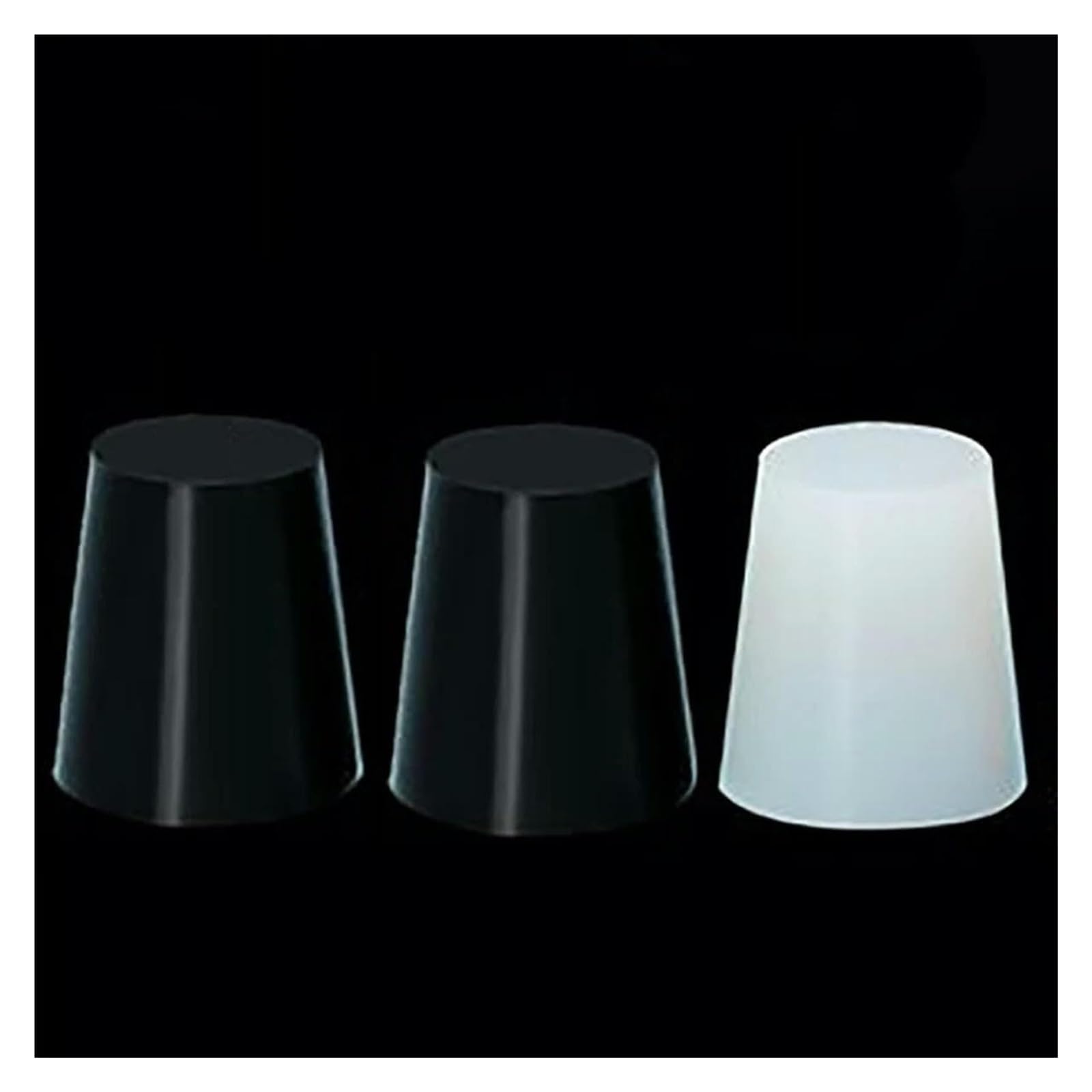 Tapón de goma de silicona, tapón de goma cónico transparente/negro, tapón de silicona de alta temperatura, el tapón de goma cónico para sellar la pintura galvanizada (50 unidades, 16 x 25 x 25 mm