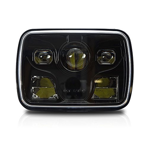 GENSSI 7x6 Projector LED Headlight Sealed Beam Replacement DOT Black Housing (1 Lamp Only)