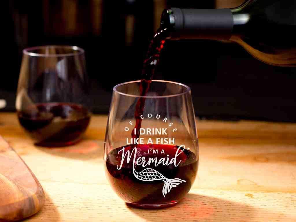 GSM Brands Stemless Wine Glass for Mermaid Gifts - Made of Unbreakable Tritan Plastic - 16 ounces - Image 3