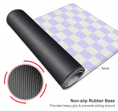 Image of Pastel Purple Checkered Desk Mat, Aesthetic Pink Pattern Office Decor Extra Large Mouse Pad, Laptop Pad Mat, Game Mat, 35.4 x 15.7 in