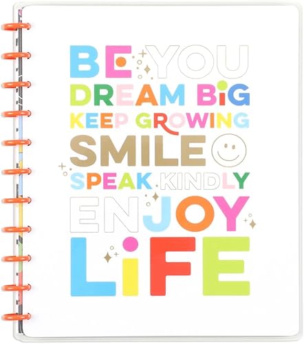 Happy Planner - Cuaderno con divisores para el trabajo, la escuela o el diario, cuaderno encuadernado en disco para uso diario, 60 hojas de papel