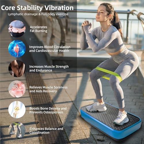 Image of Vibration Plate Machine with Resistance Bands and Remote Control 125 Speed Levels 450LB Capacity Whole Body Oscillating Platform for Home Use