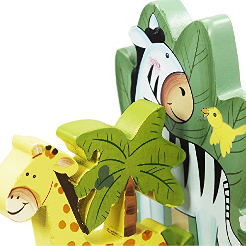 Fantasy Fields - Sunny Safari Animals Thematic Set of 2 Wooden Bookends for Kids | Imagination Inspiring Hand Crafted & Hand Painted Details Non-Toxic, Lead Free Water-based Paint - Thumbnail 3