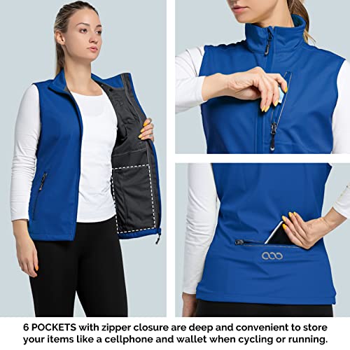 33,000ft Damen Leichte Laufweste Outdoor Softshell Weste Frau Ärmellose Jacke Winddichte Wasserdichte Atmungsaktive Vest Gilet für Laufen Golf Wandern Hellblau M