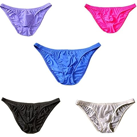 Mlovew Men's Soft Smooth Silky Bulge Bikini Contoured Pouch Briefs Underwear, 5-pack Mixed Colors, L Cover
