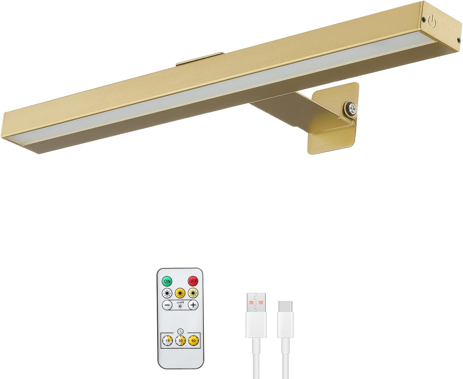 Rechargeable Picture Lights with Remote, Rechargeable Battery Painting Light, Dimmable/Timer Off LED Dartboard Light, 16" Full Metal Picture Light with 50 LEDs for Artwork & Gallery Walls