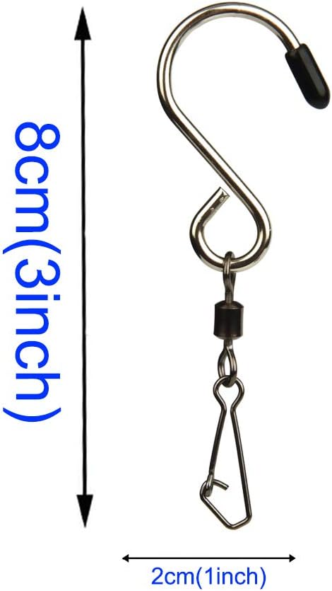 10pcs Swivel S Hooks Clips Hanging Wind Spinners for Chimes Crystal Twisters，Spinning Windsocks and Any Kites, Flower Pots, Plants, Bird Feeders, Solar Lights, Flags，Party Supply (Shook)