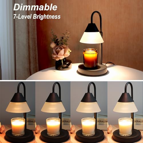 Mocalido Adjustable Electric Candle Warmer Lamp with Timer - Dimmable Height for Jar Candles, Black