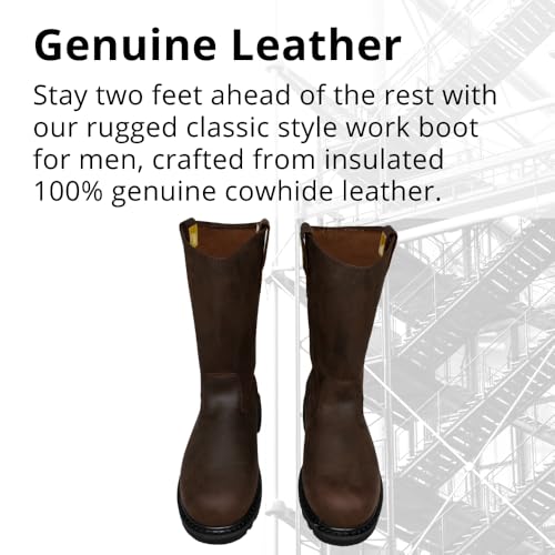 WOLF Work Boot | 100% Genuine Upper Leather | Oil, Abrasion Resistant | Electrical Hazards | Non-Slip Rubber Sole | Soft Toe | Dual Pullers | Construction | Industrial PPE3