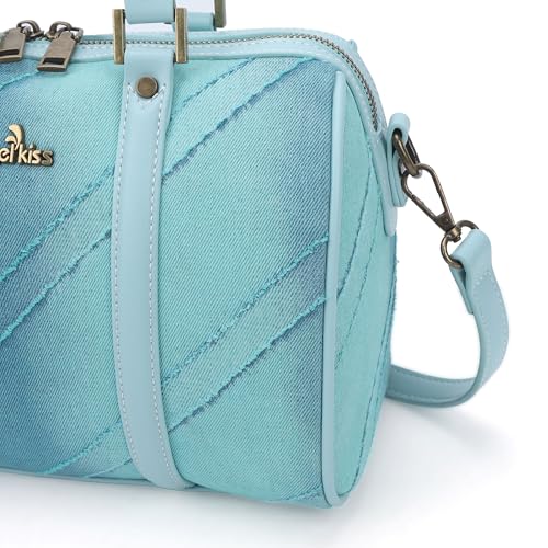 Image of Angel Kiss Women Satchel Purses and Handbags Vegan Leather Boston Barrel Bag Top Handle Shoulder Purse with Crossbody Strap | Vegan Leather