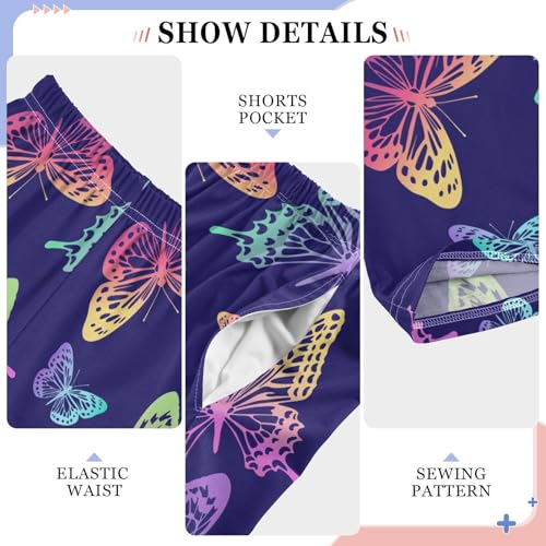 Rainbow Butterfly Blue Boys Pants for Kids Jogger Pants with Pockets S-XL4