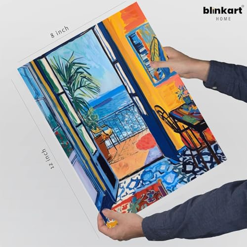 Image of BLINKART Henri Matis Aesthetic Modern Art Walls With Frame | Natural Wood Texture | Living Room Bedroom Office Wall Decoration | Poster Home Decor Frames Wall Bedroom | 12x8 Inches (D492)